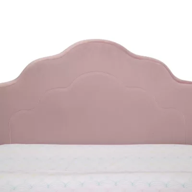 Upholstered Platform Twin Toddler Bed in Velvety Pink