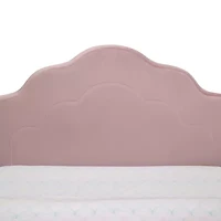Upholstered Platform Twin Toddler Bed in Velvety Pink
