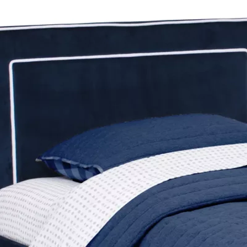Upholstered Platform Toddler Twin Bed in Velvety Blue