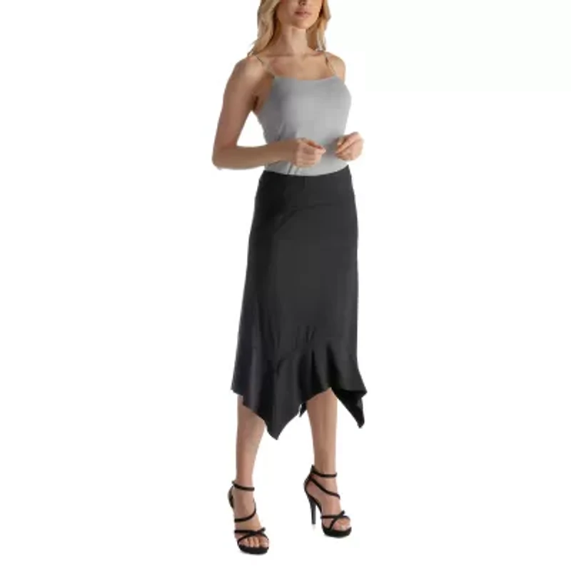 24seven Comfort Apparel Womens Mid Rise Midi A-Line Skirt