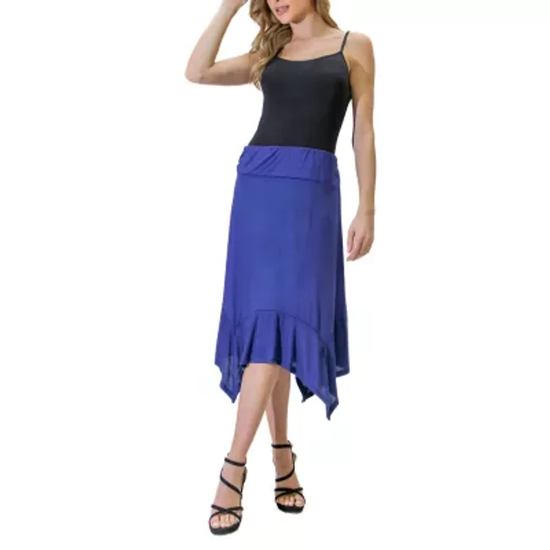 24seven Comfort Apparel Womens Mid Rise Midi A-Line Skirt
