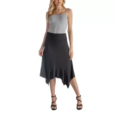 24seven Comfort Apparel Womens Mid Rise Midi A-Line Skirt