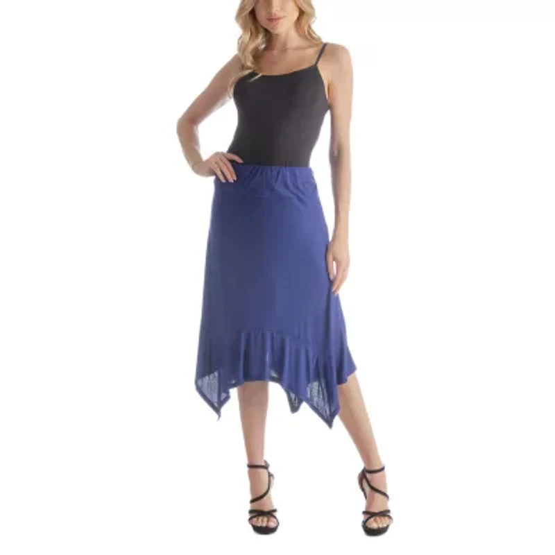 24seven Comfort Apparel Womens Mid Rise Midi A-Line Skirt