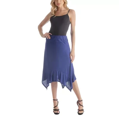 24seven Comfort Apparel Womens Mid Rise Midi A-Line Skirt