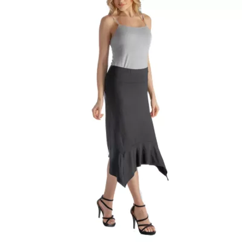 24seven Comfort Apparel Womens Mid Rise Midi A-Line Skirt