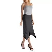 24seven Comfort Apparel Womens Mid Rise Midi A-Line Skirt