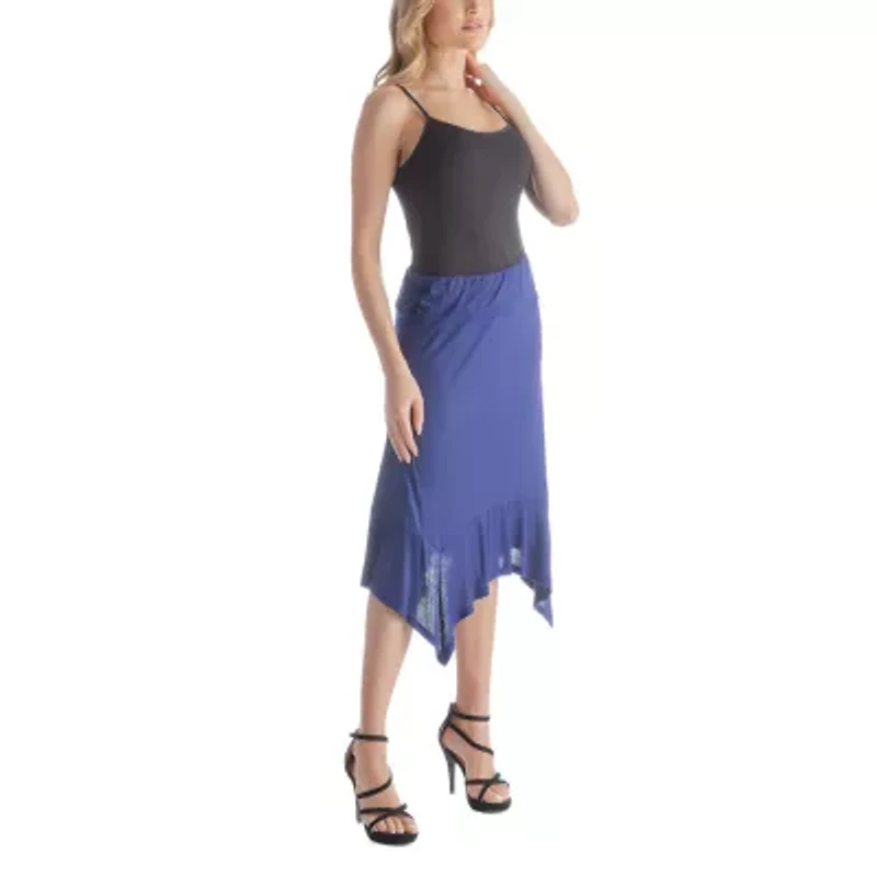 24seven Comfort Apparel Womens Mid Rise Midi A-Line Skirt