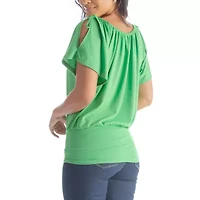 24seven Comfort Apparel Womens Scoop Neck Short Sleeve Tunic Top