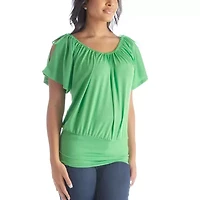 24seven Comfort Apparel Womens Scoop Neck Short Sleeve Tunic Top