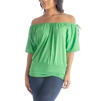 24seven Comfort Apparel Womens Scoop Neck Short Sleeve Tunic Top