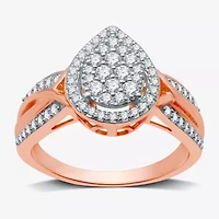 I Said Yes (H-I / I1) Womens 1/2 CT. T.W. Lab Grown White Diamond 14K Rose Gold Over Silver Sterling Pear Halo Engagement Ring