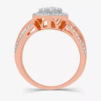 I Said Yes (H-I / I1) Womens 1/2 CT. T.W. Lab Grown White Diamond 14K Rose Gold Over Silver Sterling Pear Halo Engagement Ring