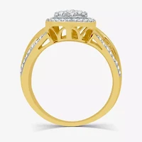 I Said Yes (H-I / I1) Womens 1/2 CT. T.W. Lab Grown White Diamond 14K Gold Over Silver Sterling Pear Side Stone Halo Engagement Ring