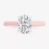 (G-H / Si1-Si2) Womens 3 1/4 CT. T.W. Lab Grown White Diamond 14K Rose Gold Oval Solitaire Engagement Ring