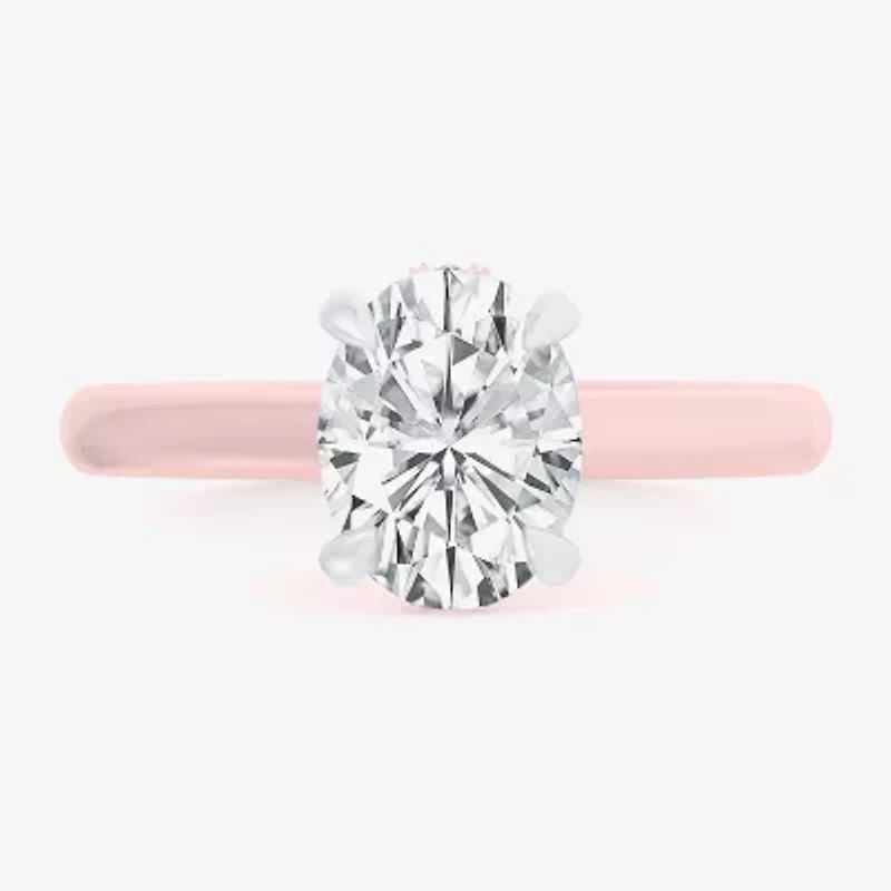 (G-H / Si1-Si2) Womens 1 1/7 CT. T.W. Lab Grown White Diamond 14K Rose Gold Oval Solitaire Engagement Ring