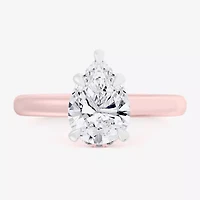 G-H / Si1-Si2) Womens 1 1/ CT. T.W. Lab Grown White Diamond 14K Rose Gold Pear Solitaire Engagement Ring