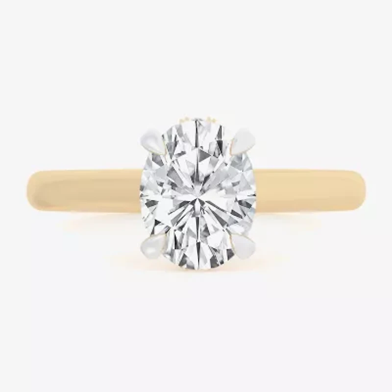 G-H / Si1-Si2) Womens 1/ CT. T.W. Lab Grown White Diamond 14K Gold Oval Solitaire Engagement Ring