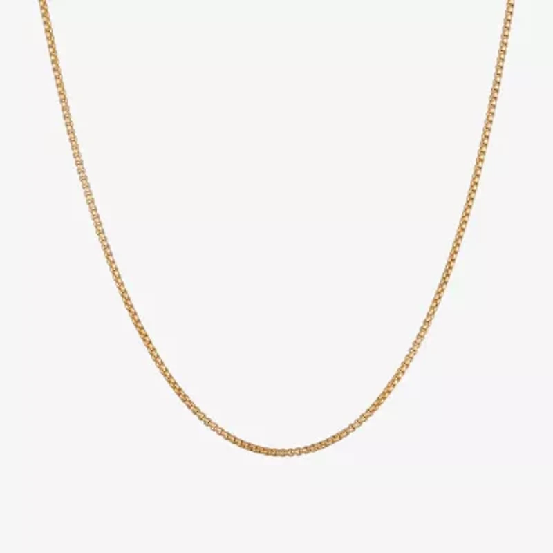 Made Italy 14K Gold 20 - 22 Inch Hollow Box Chain Necklace