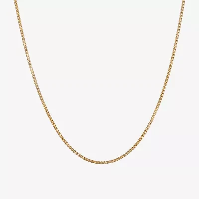 Made Italy 14K Gold 20 - 22 Inch Hollow Box Chain Necklace