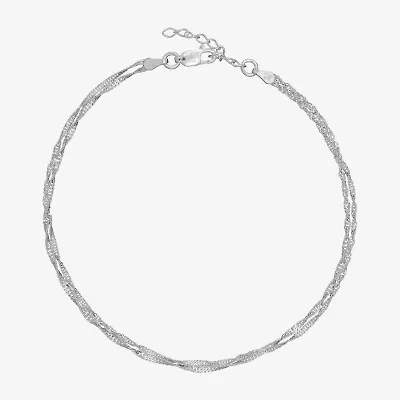Made in Italy Womens Sterling Silver 9 Inch Solid Link Ankle Bracelet