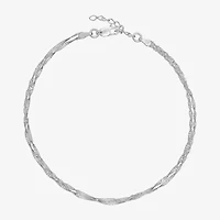 Made in Italy Womens Sterling Silver 9 Inch Solid Link Ankle Bracelet