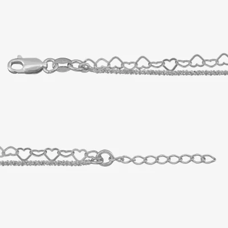 Made in Italy Womens Sterling Silver 9 Inch Solid Link Ankle Bracelet