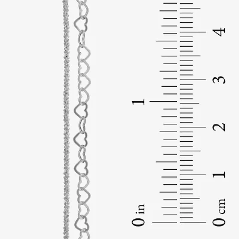 Made in Italy Womens Sterling Silver 9 Inch Solid Link Ankle Bracelet