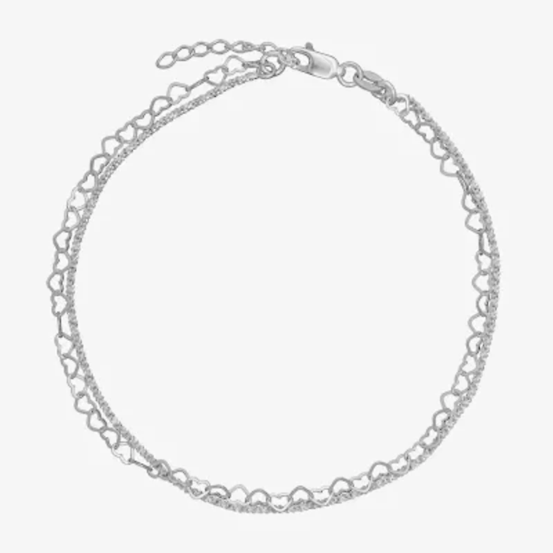Made in Italy Womens Sterling Silver 9 Inch Solid Link Ankle Bracelet