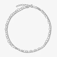 Made in Italy Womens Sterling Silver 9 Inch Solid Link Ankle Bracelet