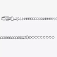 Made in Italy Womens Sterling Silver 9 Inch Solid Curb Ankle Bracelet