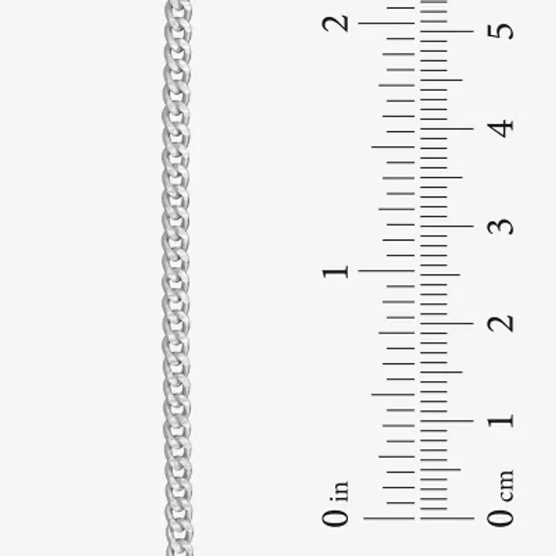 Made in Italy Womens Sterling Silver 9 Inch Solid Curb Ankle Bracelet