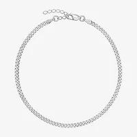 Made in Italy Womens Sterling Silver 9 Inch Solid Curb Ankle Bracelet