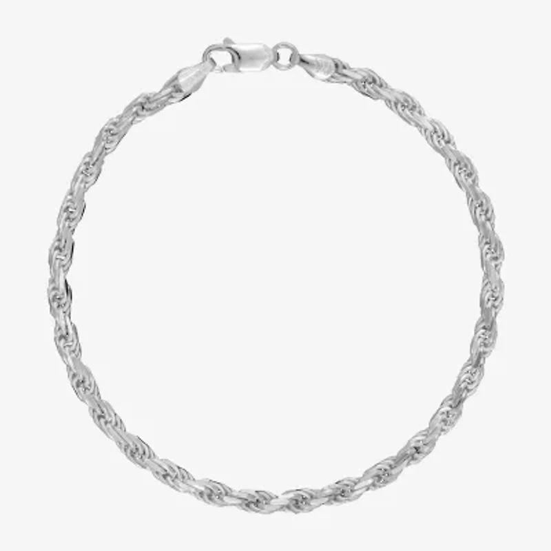 Made in Italy Unisex Adult Sterling Silver 8 1/2 Inch Solid Rope Chain Bracelet