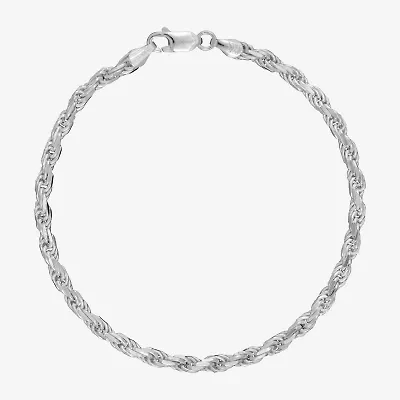 Made in Italy Unisex Adult Sterling Silver 8 1/2 Inch Solid Rope Chain Bracelet