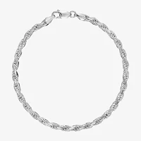 Made in Italy Unisex Adult Sterling Silver 8 1/2 Inch Solid Rope Chain Bracelet
