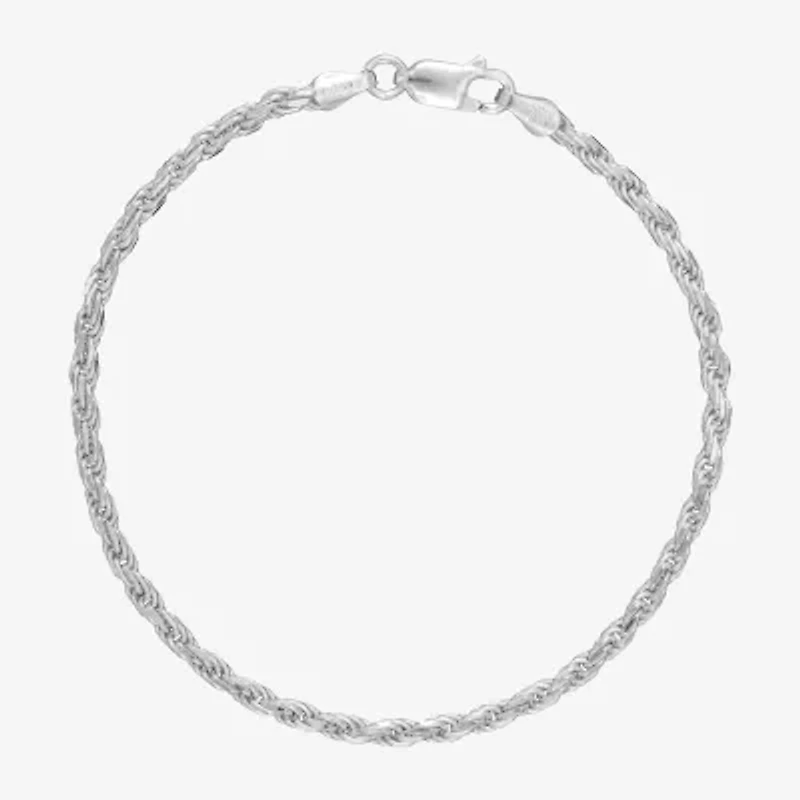 Made in Italy Womens Sterling Silver 7.5 Inch Solid Rope Chain Bracelet