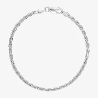 Made in Italy Womens Sterling Silver 7.5 Inch Solid Rope Chain Bracelet