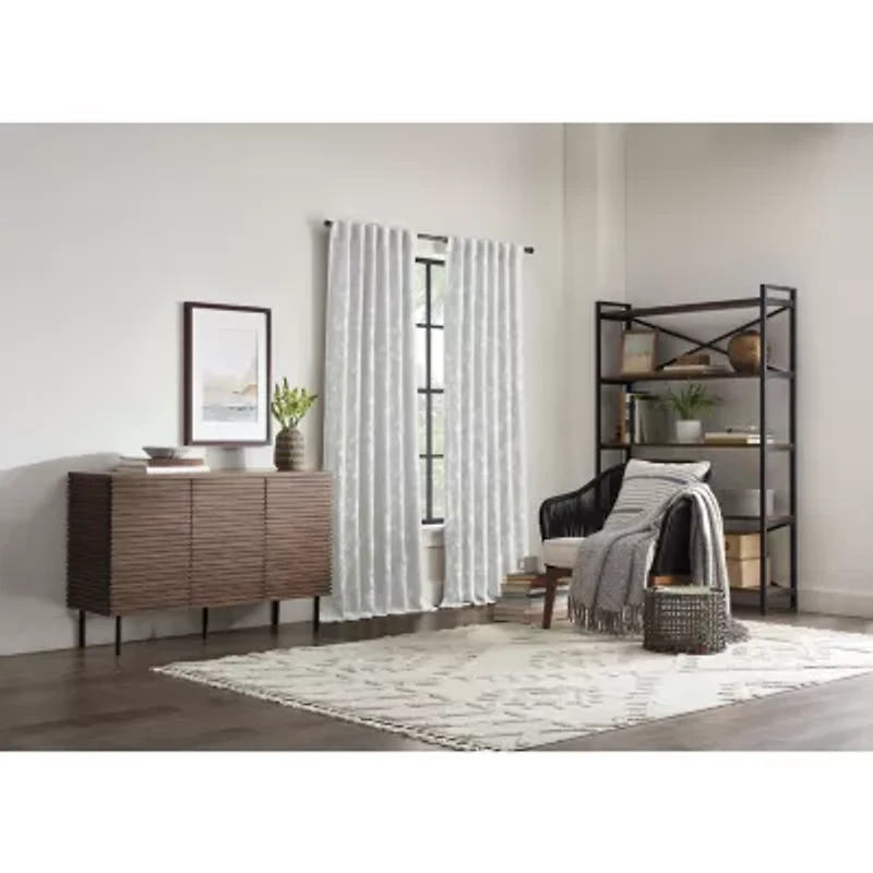 Linden Street Gwen Basketweave Leaf Rod Pocket Back Tab Light-Filtering Single Curtain Panel