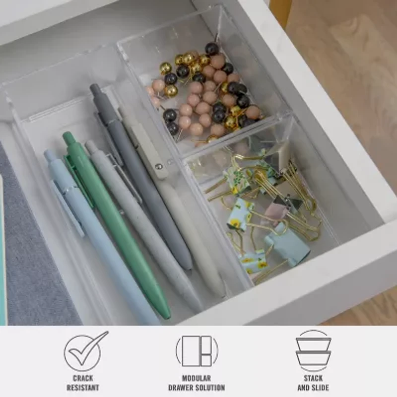 Martha Stewart 3 Piece Clear Desktop Organizers