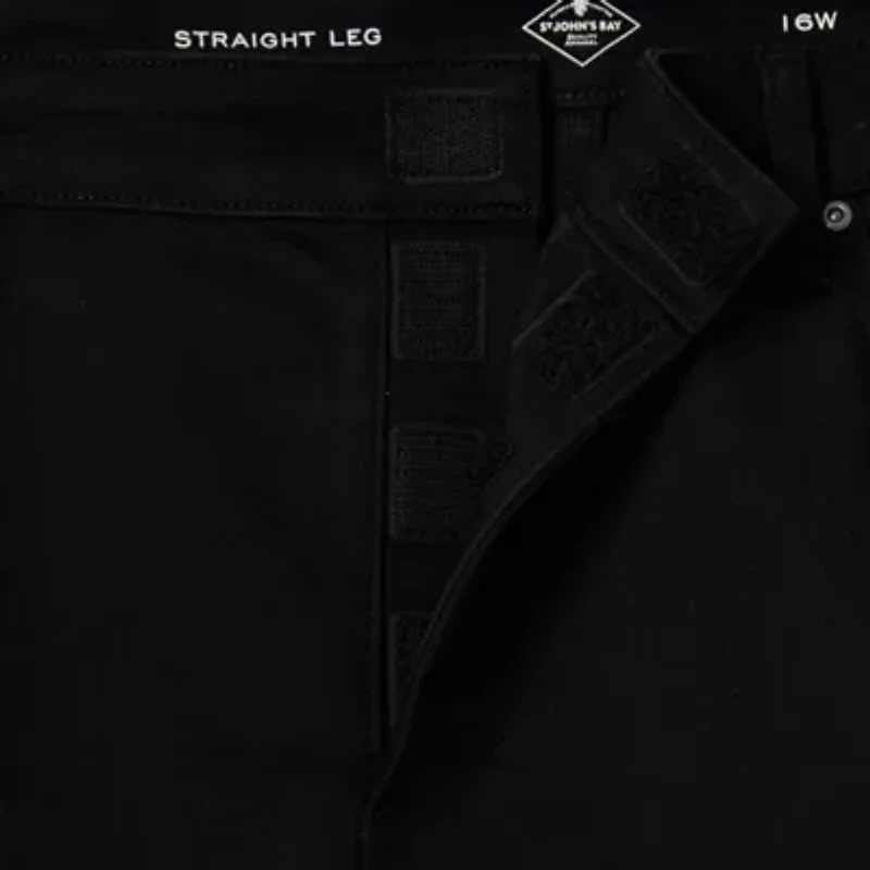 St. John's Bay Plus Secretly Slender Adaptive Womens Mid Rise Straight Leg Hidden Access Opening Jean