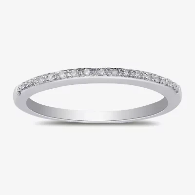 Surrounded by Love Womens 2MM Diamond Accent Natural White Sterling Silver Wedding Band