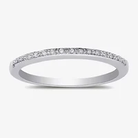 Surrounded by Love Womens 2MM Diamond Accent Natural White Sterling Silver Wedding Band