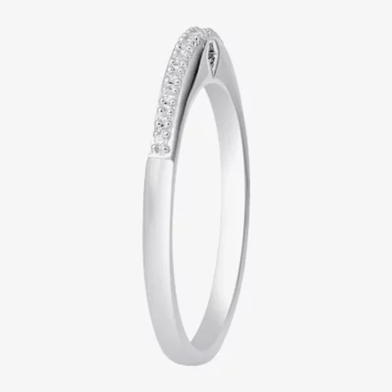 Surrounded by Love Womens 2MM Diamond Accent Natural White Sterling Silver Wedding Band