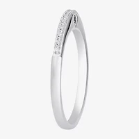 Surrounded by Love Womens 2MM Diamond Accent Natural White Sterling Silver Wedding Band