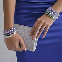 Monet Jewelry Womens Purple Glass Oval Stretch Bracelet