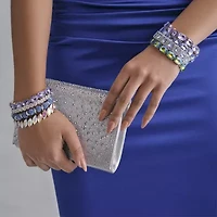Monet Jewelry Womens Purple Glass Oval Stretch Bracelet