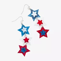 Mixit Patriotic Linear Womens Star Drop Earrings