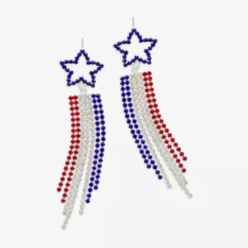 Mixit Patriotic Fringe Womens Star Drop Earrings