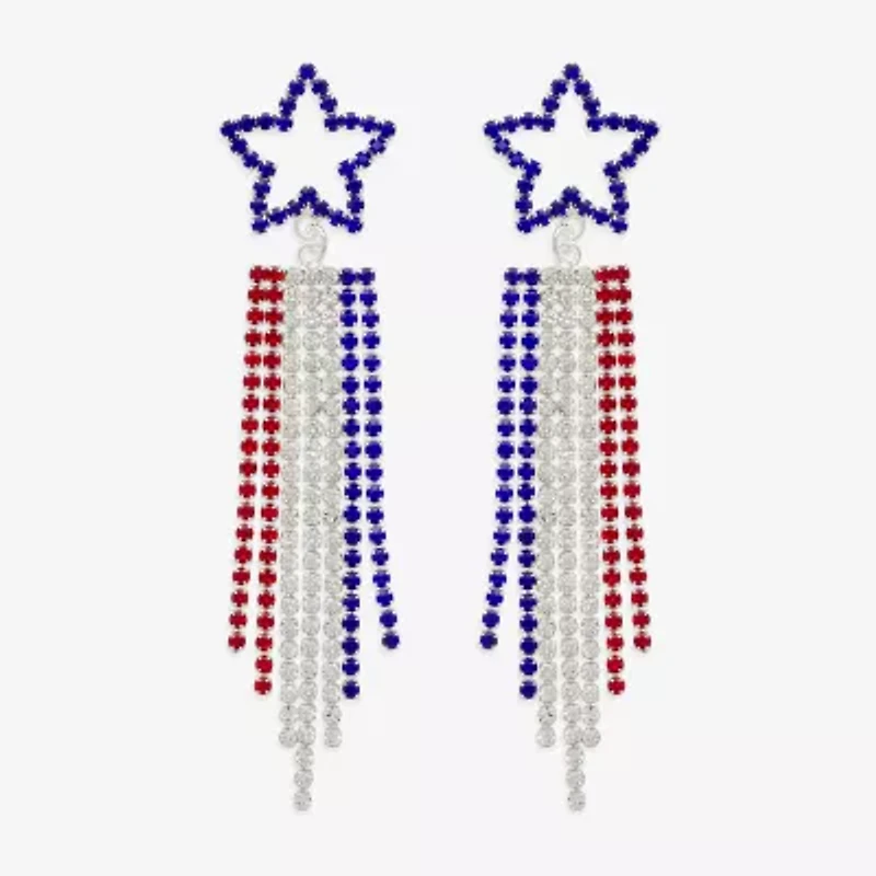 Mixit Patriotic Fringe Womens Star Drop Earrings