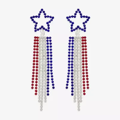 Mixit Patriotic Fringe Womens Star Drop Earrings